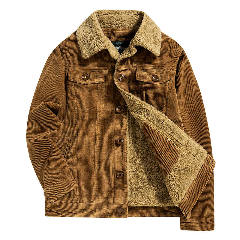 Herren Feincord‑Truckerjacke mit kuscheliger Sherpa‑Fütterung und Brusttaschen EB