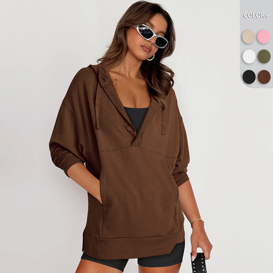 Damen Lässiger Kapuzenpullover mit asymmetrischem Schnitt und praktischen Taschen EB