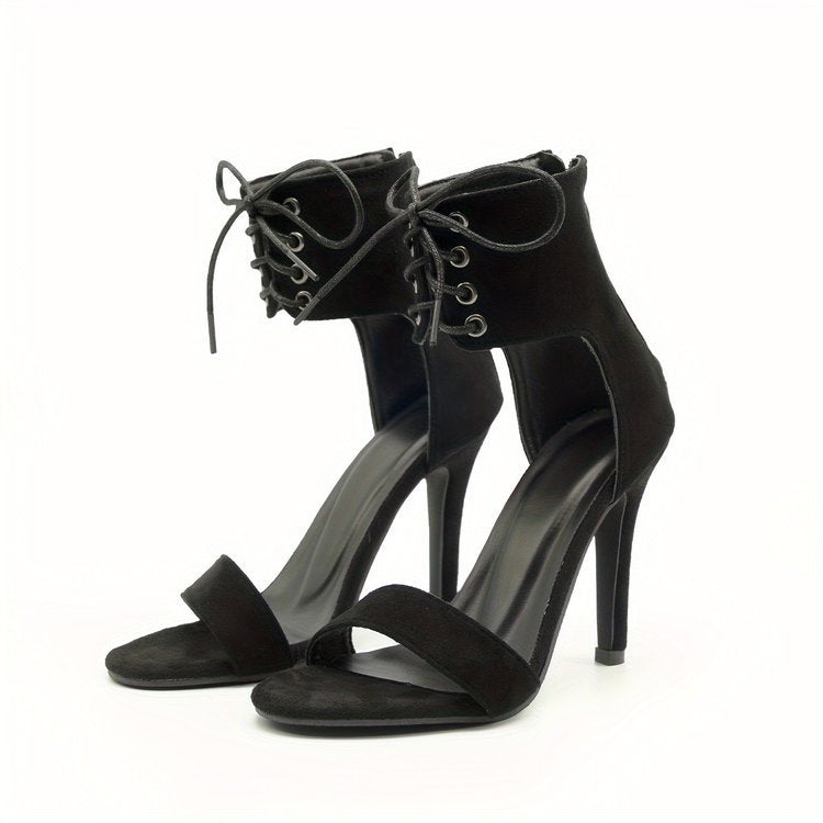 Damen elegante High Heel Sandalen mit modernem Schnür-Design EB