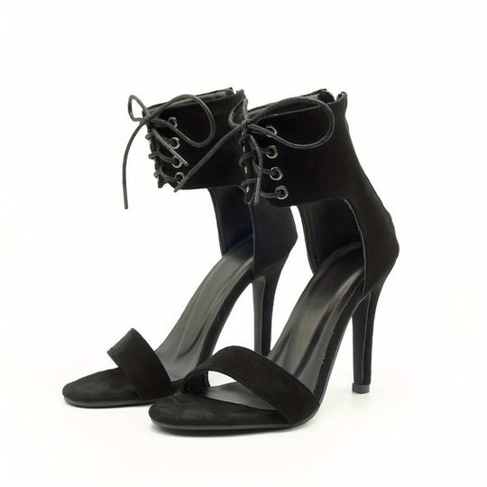 Damen elegante High Heel Sandalen mit modernem Schnür-Design EB
