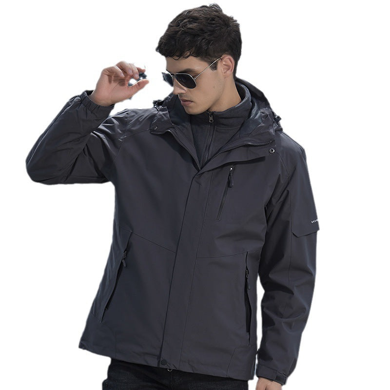 Damen Wasserdichte Outdoorjacke mit Kapuze, atmungsaktiver Membran und Multifunktions‑Reißverschlusstaschen EB