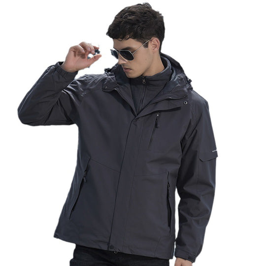 Damen Wasserdichte Outdoorjacke mit Kapuze, atmungsaktiver Membran und Multifunktions‑Reißverschlusstaschen EB