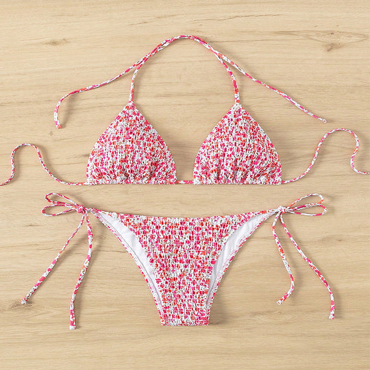 Damen Triangel-Bikini mit flexiblen Bändern und floralen Akzenten EB