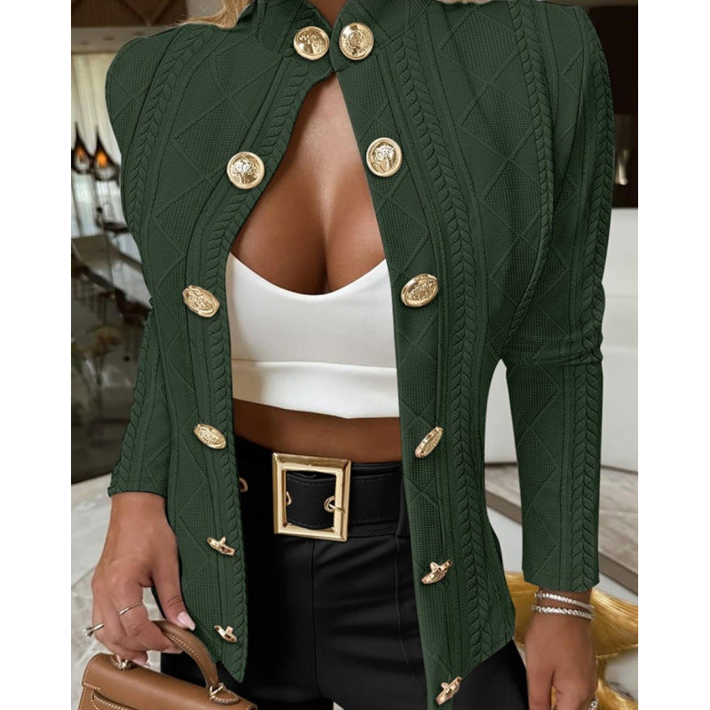Damen Elegante und modische Strickjacke mit dekorativen Knöpfen EB