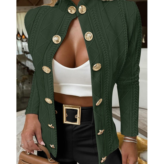 Damen Elegante und modische Strickjacke mit dekorativen Knöpfen EB