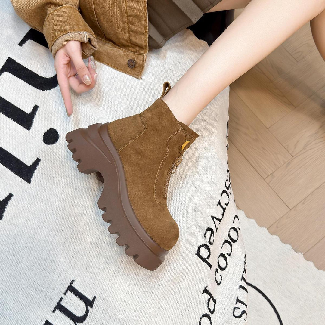 Damen Trendige Ankle Boots mit robustem Plateau EB