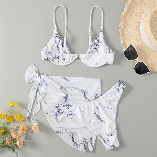 Damen Triangel-Bikini-Set mit asymmetrischem Wickelrock EB