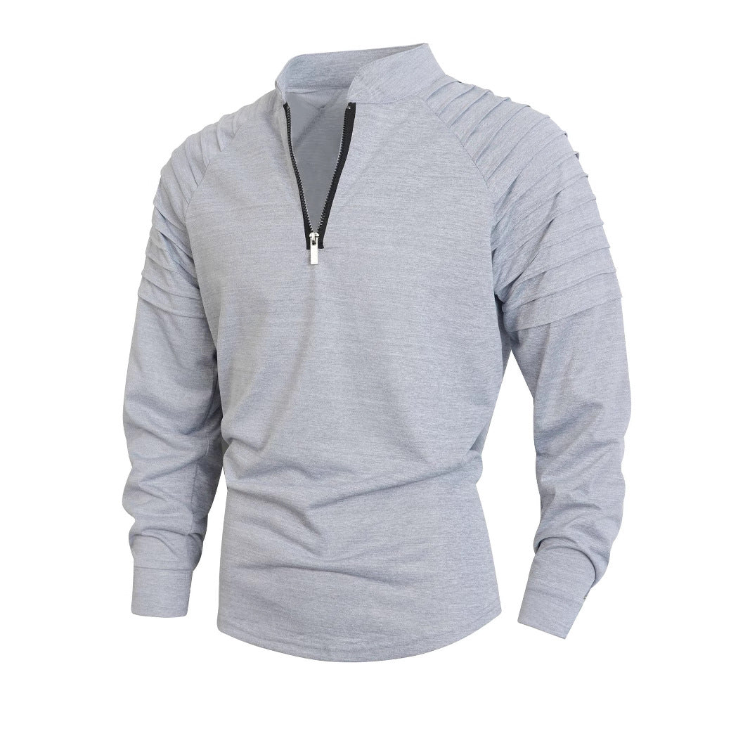 Herren Langarmshirt mit modernem Stehkragen und Reißverschluss EB