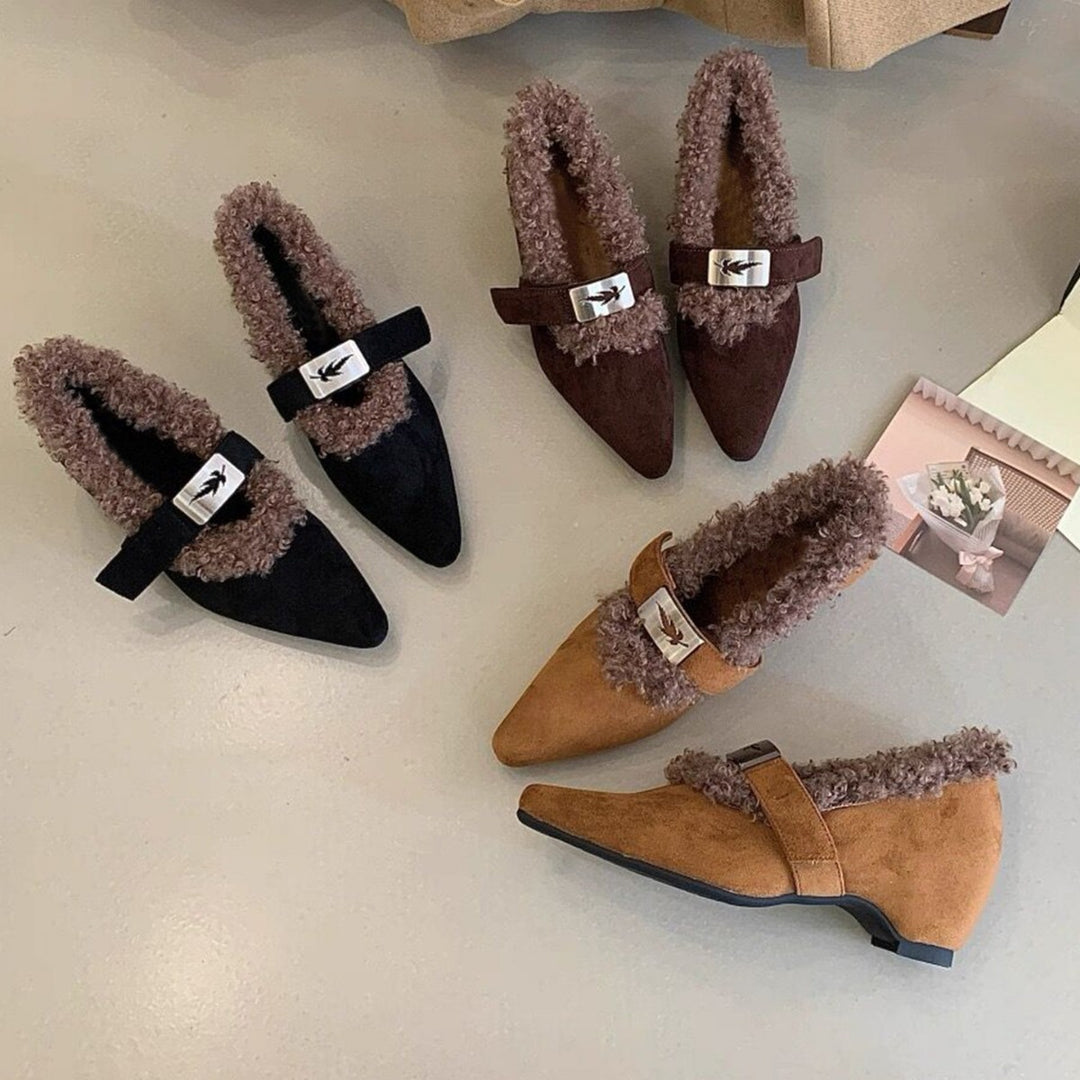 Damen elegante Stiefeletten mit warmem Futter und modischem Riemchen EB