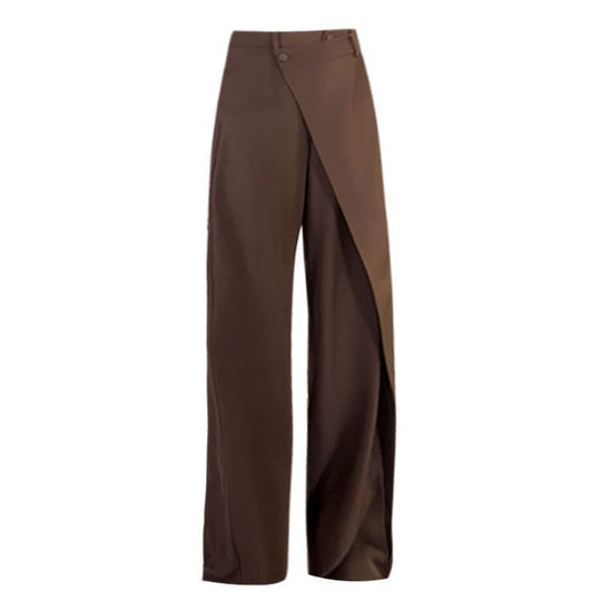 Damen elegante weit geschnittene Palazzo-Hose mit asymmetrischen Schnittdetails EB