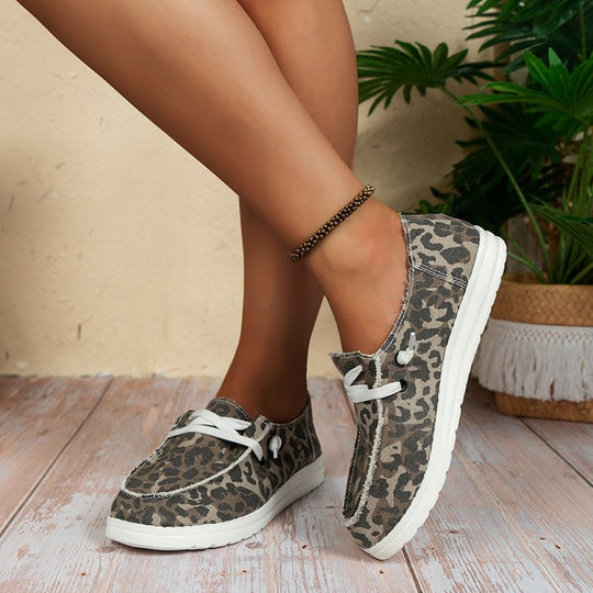 Damen nan Segeltuch-Mokassin-Sneaker mit elastischer Schnürung gepolstertem Komfortfußbett und profilierter Gummisohle EB