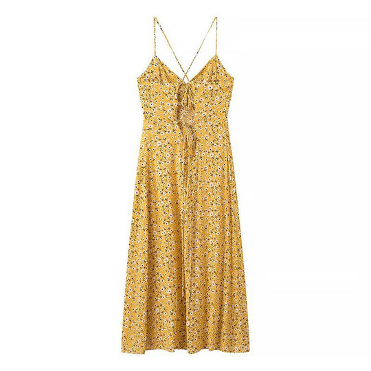 Damen Sommerkleid mit feinem Blumenmuster und verspielten Trägern EB