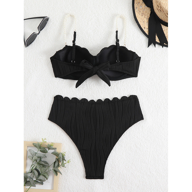 Damen Hochwertiger Push-Up Bikini mit Skulptur-Rippdesign EB