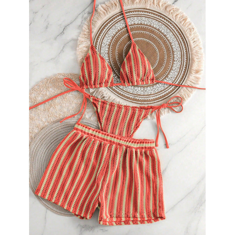 Damen Zweiteiliges Freizeitbadeoutfit mit verstellbarem Oberteil und elastischen Shorts EB
