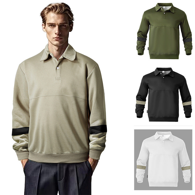 Herren sportlicher Langarm-Polo mit modernem Design und Kontrastärmel EB