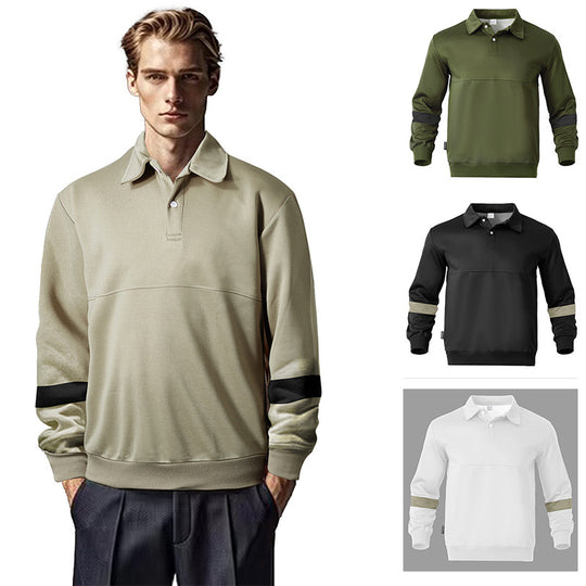 Herren sportlicher Langarm-Polo mit modernem Design und Kontrastärmel EB