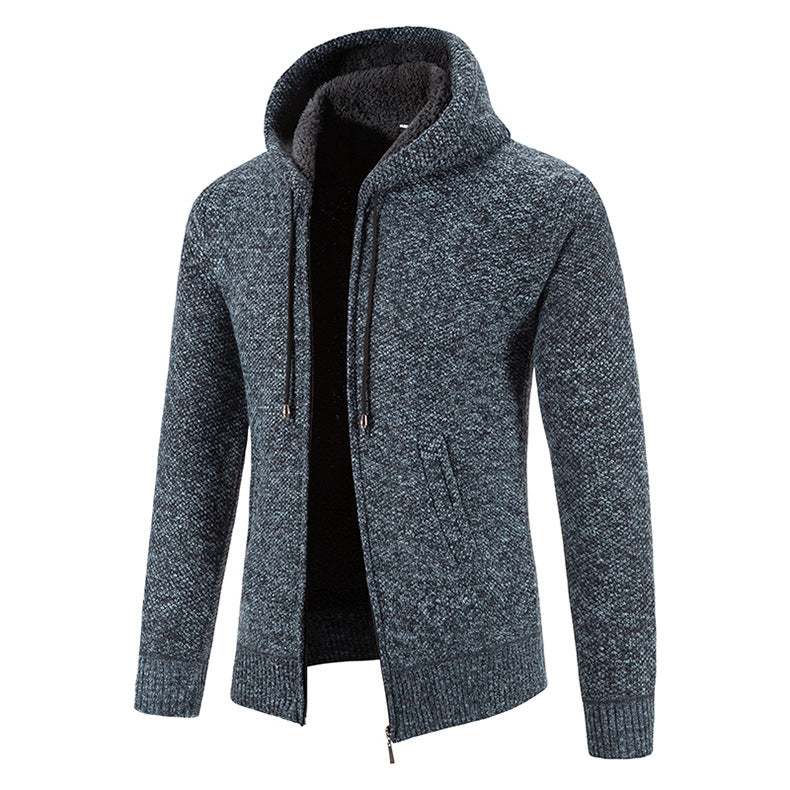 Herren Strickjacke mit moderner Kapuze und strukturiertem Design EB