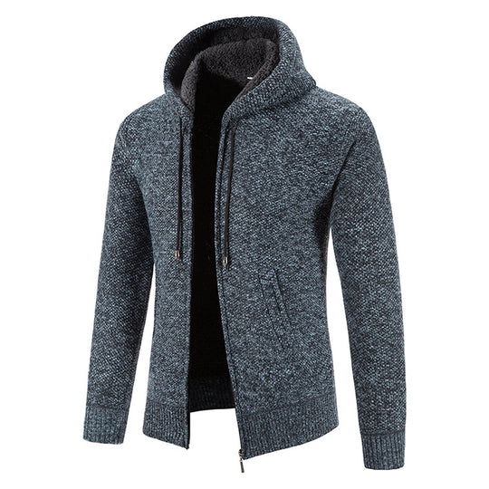 Herren Strickjacke mit moderner Kapuze und strukturiertem Design EB