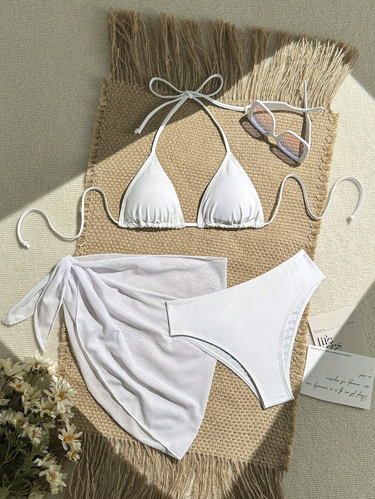 Damen Triangel-Bikini mit Wickeltuch und verstellbaren Trägern EB