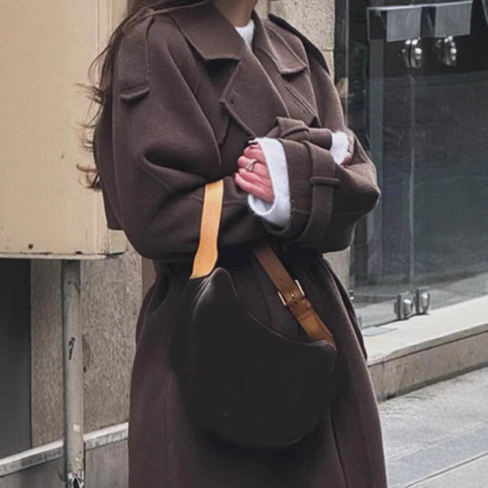 Damen Oversize Wintermantel mit elegantem Revers und praktischen Taschen EB