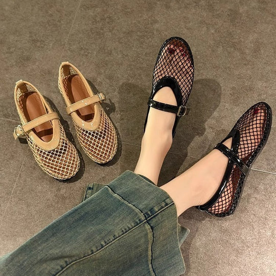Damen elegante Ballerinas mit Netzdesign EB