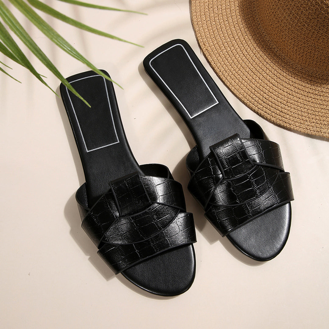 Damen modische Riemensandalen mit geflochtenem Design und anatomischem Fußbett EB