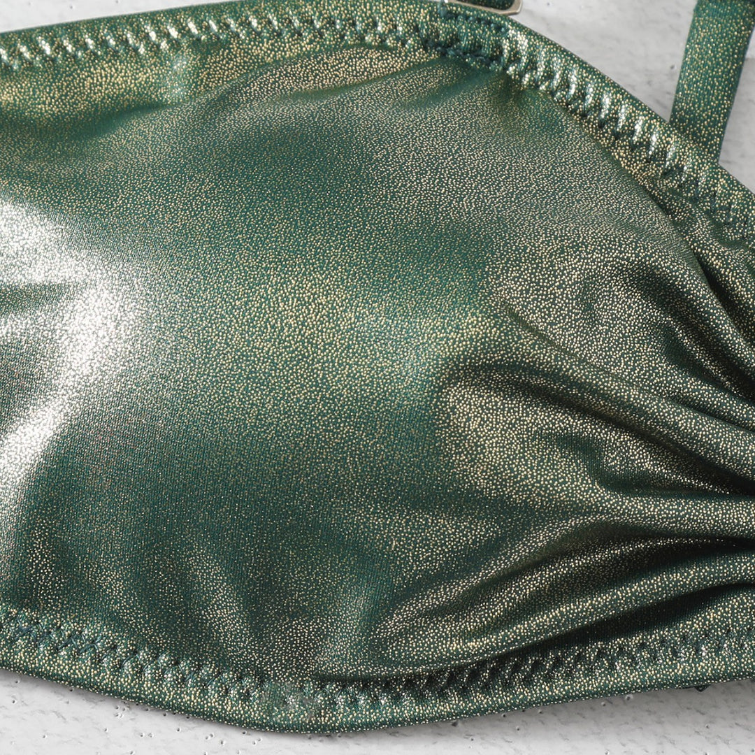 Damen Glänzender zwei-teiliger Bikini mit eleganter Verzierung EB