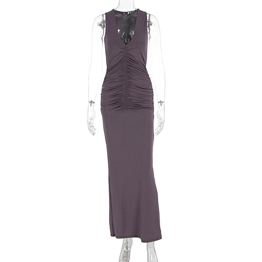 Damen figurbetontes Maxikleid mit raffiniertem Rüschendetail EB