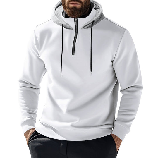 Herren nan Halbzip-Kapuzenpullover mit kontrastkapuze, Kordelzug und schmaler Silhouette EB