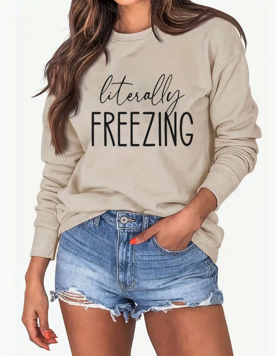 Damen Sweatshirt mit kreativem Druck und lässiger Passform EB