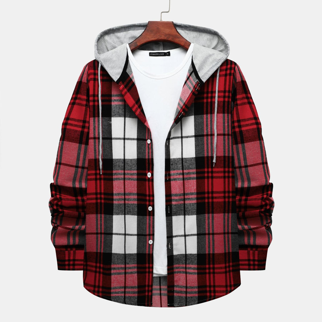 Herren Karohemdjacke mit integrierter Kapuze und modischem Design EB