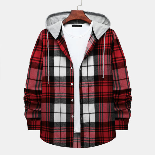 Herren Karohemdjacke mit integrierter Kapuze und modischem Design EB