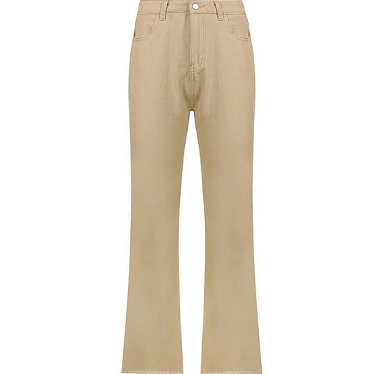 Damen nan hochgeschnittene Weitbein-Hose aus Baumwollmix mit verlängertem Bein und Fünf-Taschen-Design EB