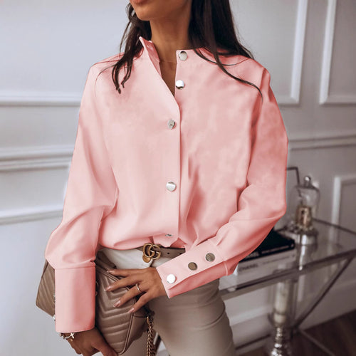 Damen elegante Bluse mit innovativem Knopfdesign und modernen Akzenten EB
