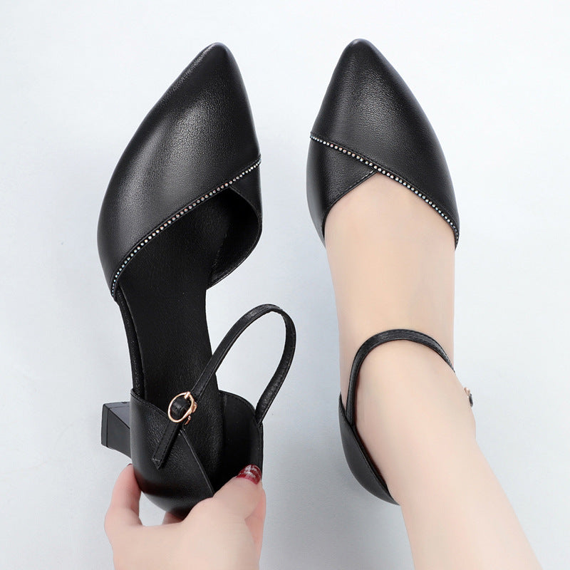 Damen schicke Pumps mit elegantem Riemen und komfortablem Blockabsatz EB