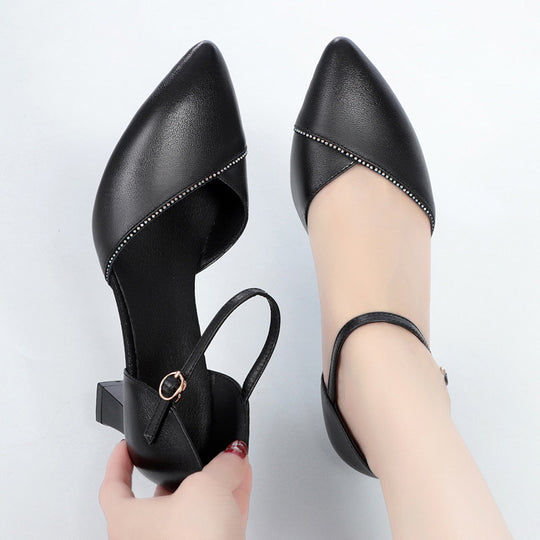 Damen schicke Pumps mit elegantem Riemen und komfortablem Blockabsatz EB
