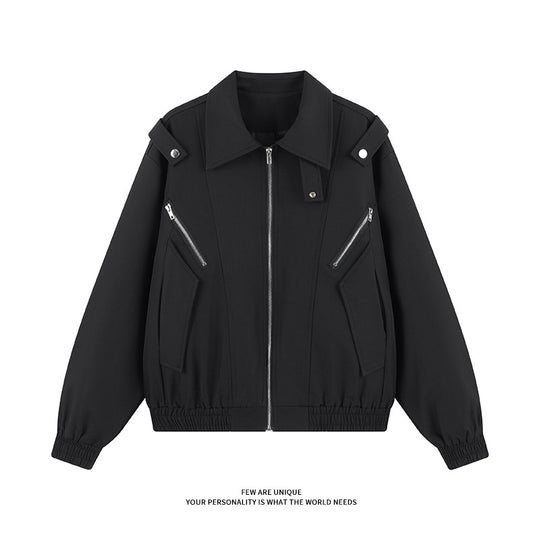 Damen stylische Windjacke mit funktionalen Reißverschlusstaschen und elastischen Bündchen EB
