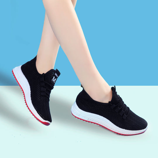 Damen trendige Sport Sneakers mit atmungsaktivem Strick-Obermaterial EB
