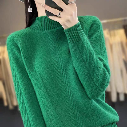 Damen Grobstrickpullover mit Zopfmuster und elegantem Rundhalsausschnitt EB