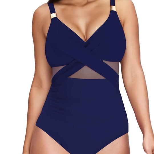 Damen Eleganter Einteiler mit transparenter Einsätzen EB