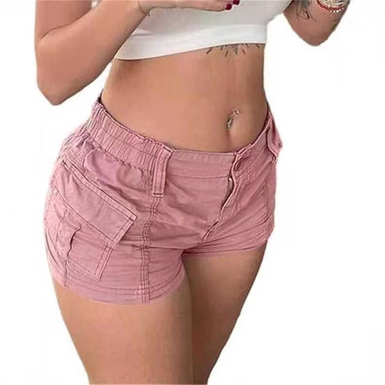 Damen bequeme Cargo-Shorts mit elastischem Bund und praktischen Taschen EB
