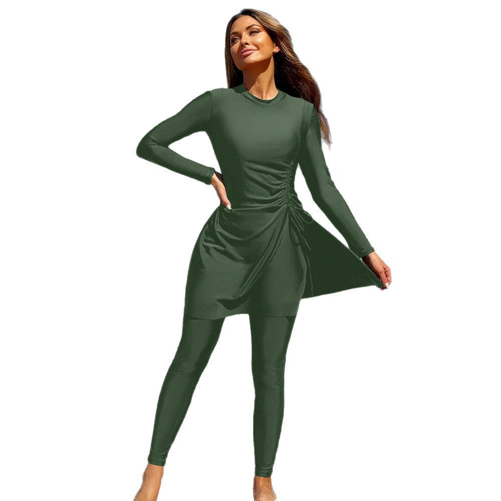 Damen Bade-Tunika mit seitlicher Raffung und Leggings EB