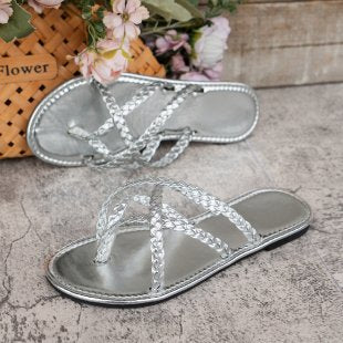 Damen Elegante und stylische Riemensandalen mit geflochtenem Detail EB