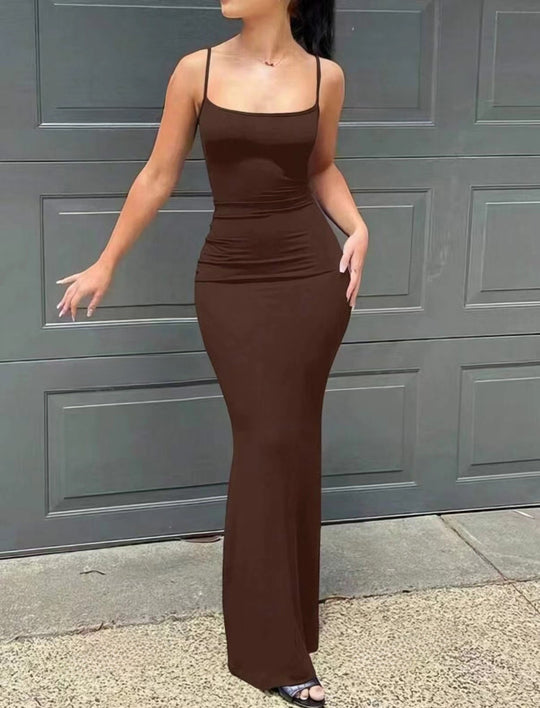 Damen Langärmeliges Abendkleid mit figurbetonendem Schnitt und dezentem V-Ausschnitt EB