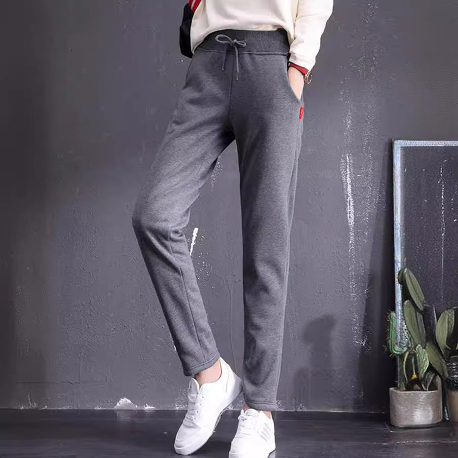 Damen nan gefütterte Thermo-Jogginghose mit Teddyfutter, elastischem Bund und Kordelzug EB