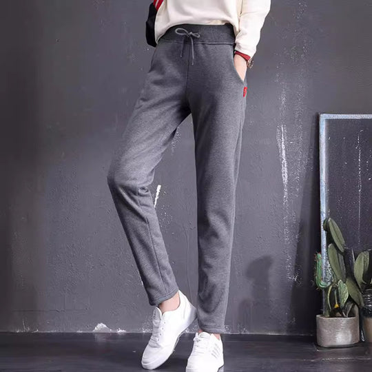 Damen nan gefütterte Thermo-Jogginghose mit Teddyfutter, elastischem Bund und Kordelzug EB