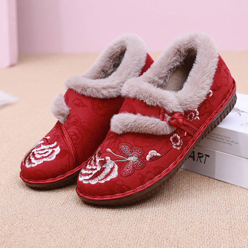Damen Kuschelige und dekorative Hausschuhe mit floralem Design EB