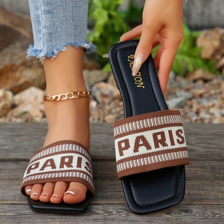Damen Trendige Sommer-Sandalen mit breitem Riemen und Logo-Applikation EB