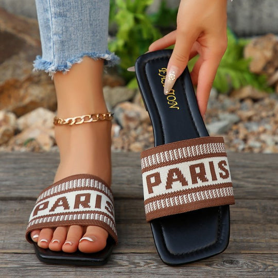 Damen Trendige Sommer-Sandalen mit breitem Riemen und Logo-Applikation EB