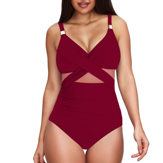 Damen Eleganter Einteiler mit transparenter Einsätzen EB